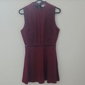 Storee Burgundy Lace Dress